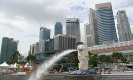 orchard road with merlion statue